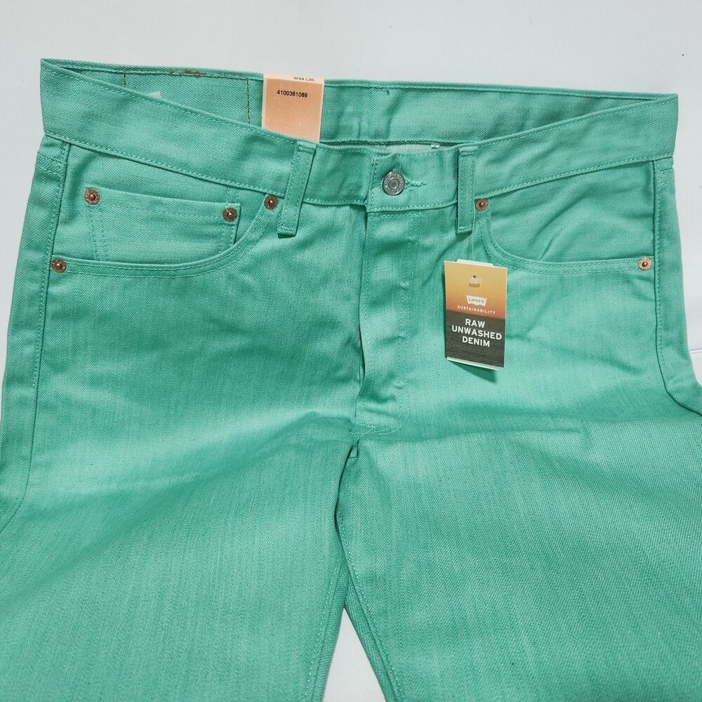 Levi's Men's 501 Original Shrink to Fit Jeans Spring Mint Teal Green 34W x 30L - Picture 5 of 7